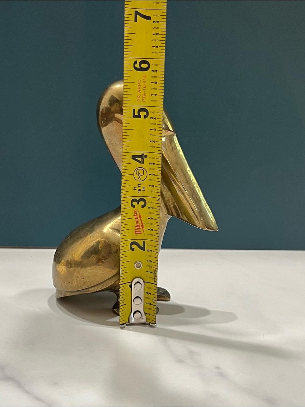 Vintage Brass Pelican Figurine Mid Century Modern Hollywood Regency Decor 6” - Picture 5 of 6
